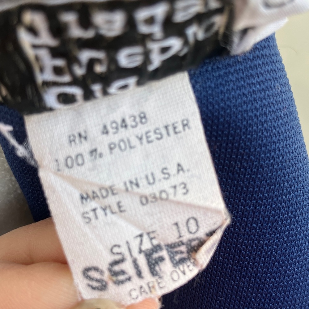 Vintage 60s 70s Mod Solid Navy Sleek Basic Minima… - image 8